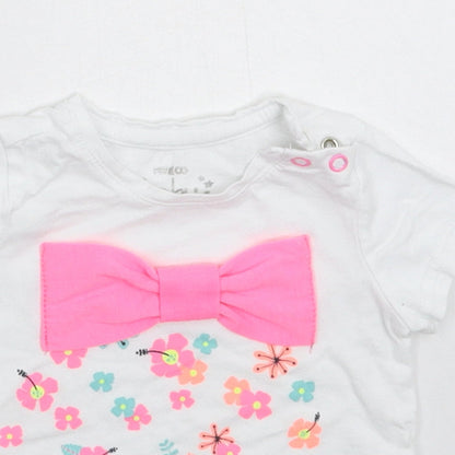 Preloved Pep&Co Girls White   Basic T-Shirt Size 6-9 Months - Detail