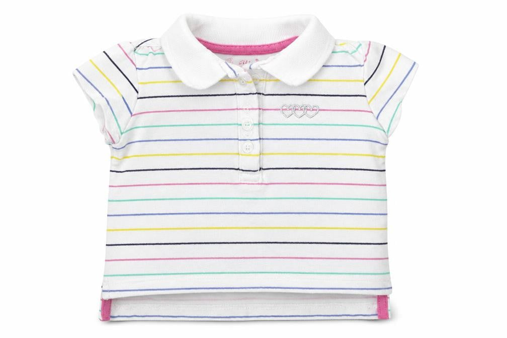 Merc Girls White Striped  Basic Polo Size 9-12 Months
