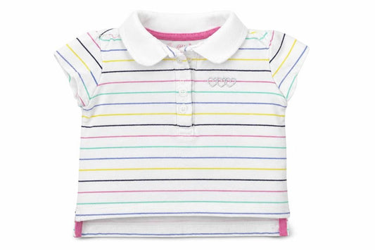 Merc Girls White Striped  Basic Polo Size 9-12 Months
