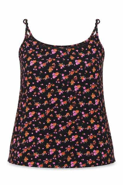 Noisy May Womens Black Floral  Basic Tank Size L