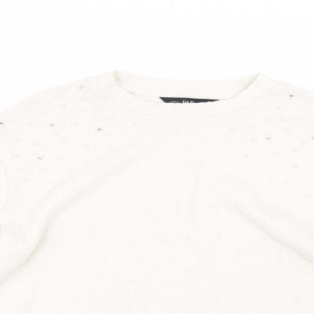F&F Womens White   Pullover Jumper Size 14