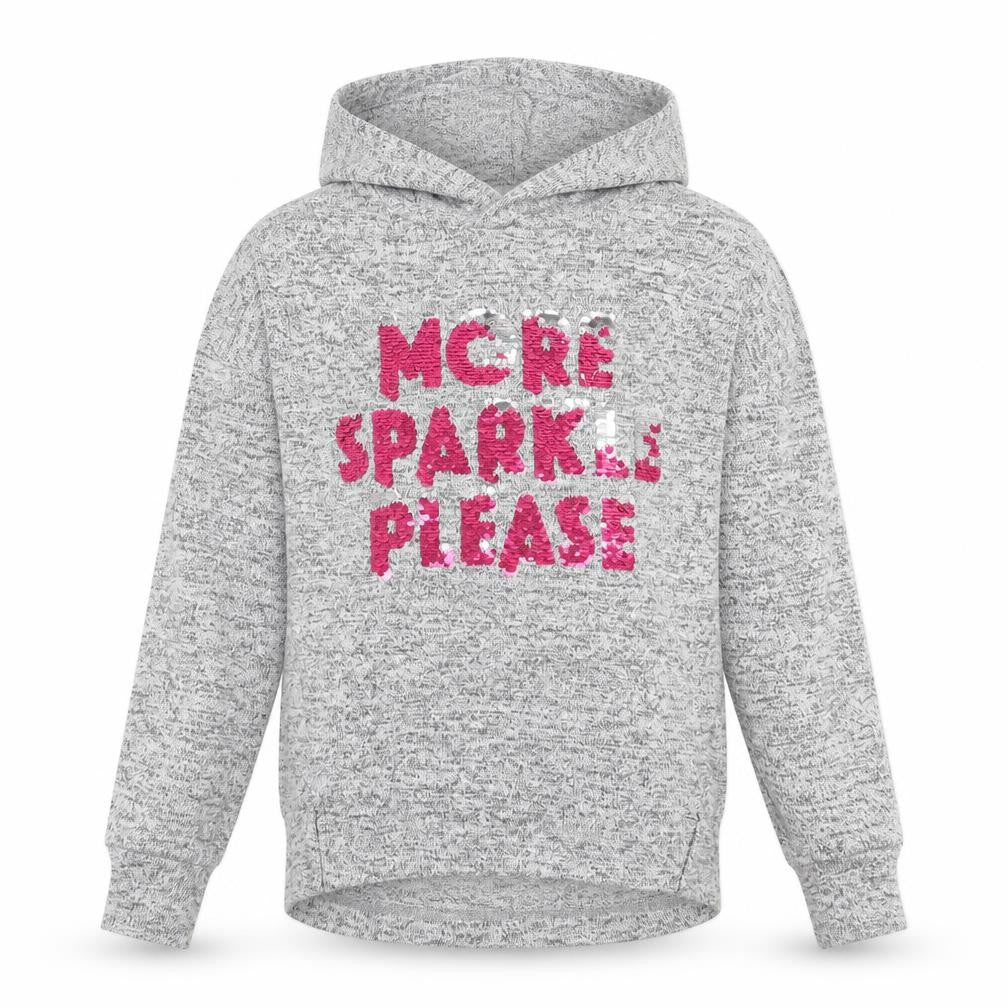 TU Girls Grey  Knit Pullover Hoodie Size 9 Years  - more sparkle please