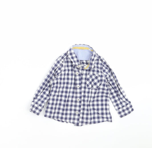 Preworn Boys Blue Check  Basic Button-Up Size 12-18 Months