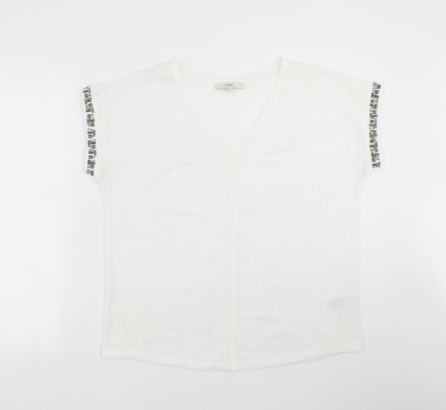 NEXT Womens White  Knit Pullover Jumper Size 12  - beaded