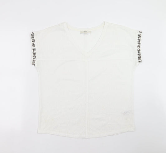 NEXT Womens White  Knit Pullover Jumper Size 12  - beaded