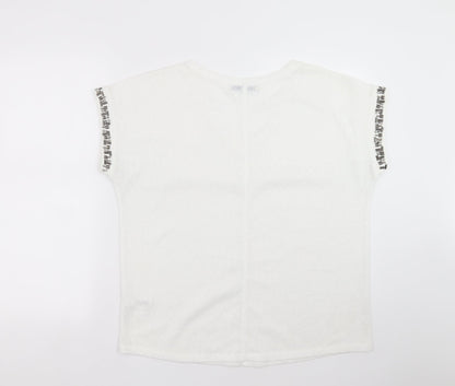 Next Womens White  Knit Pullover Jumper Size 12  - beaded