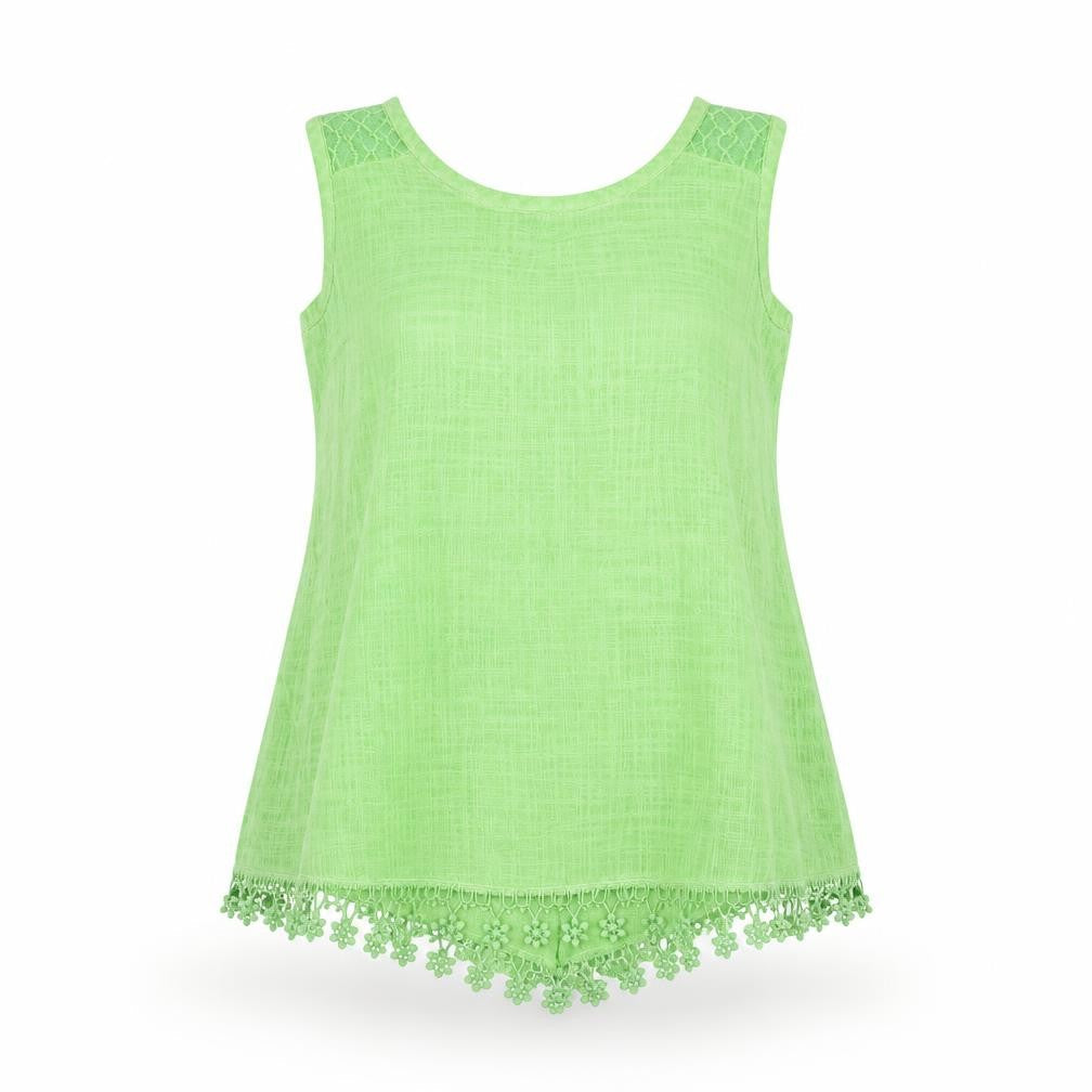 ATB-D Collection Womens Green   Basic Blouse Size XL  - Floral Hem