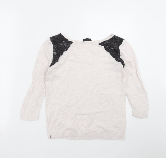Topshop Womens Beige   Pullover Jumper Size 10  - lace detail
