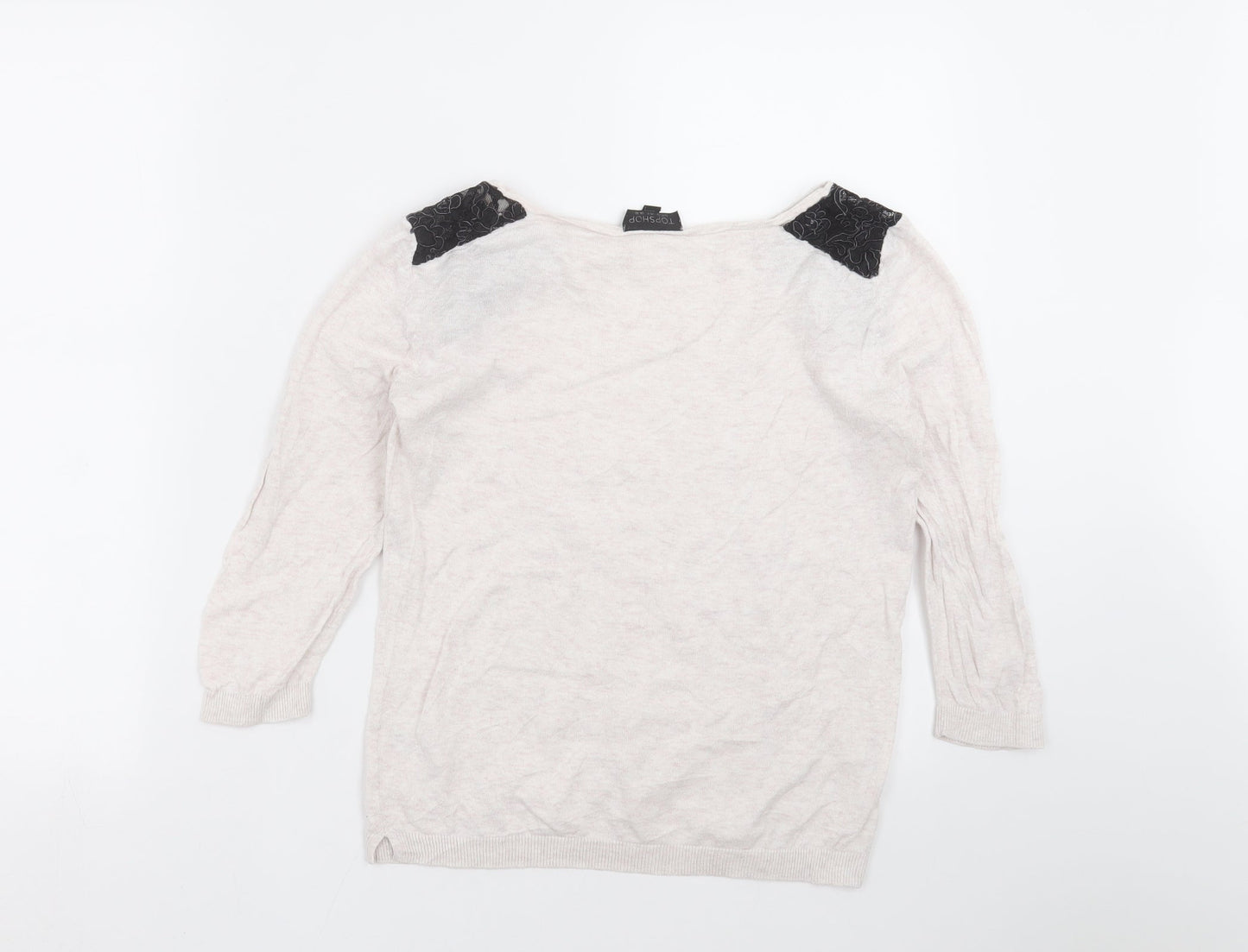 Topshop Womens Beige   Pullover Jumper Size 10  - lace detail