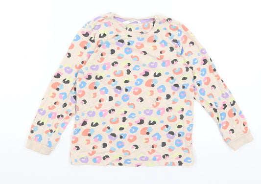 M&S Girls Beige Animal Print  Basic T-Shirt Size 5-6 Years