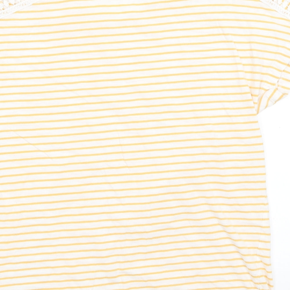 Primark Womens White Striped  Basic T-Shirt Size S