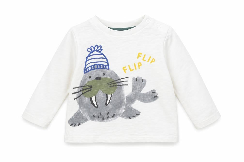 F&F Baby White   Basic T-Shirt Size 6-9 Months  - Walrus