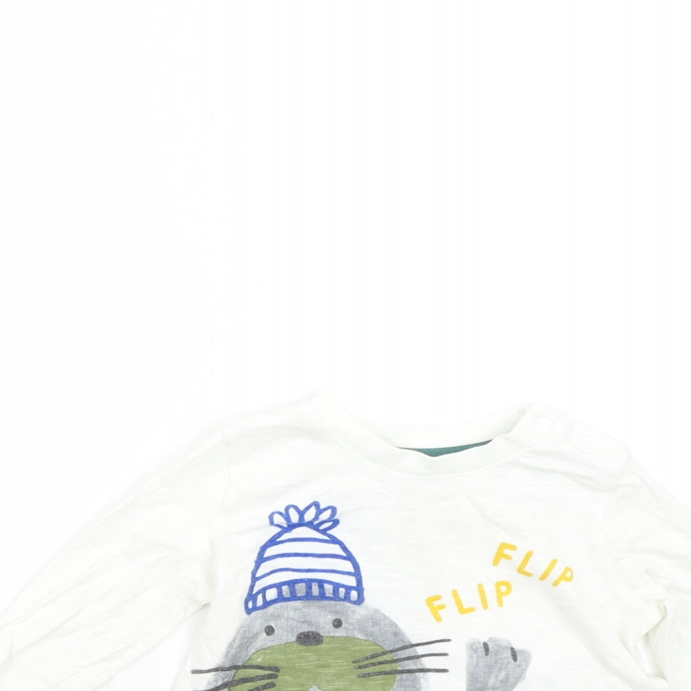 F&F Baby White   Basic T-Shirt Size 6-9 Months  - Walrus