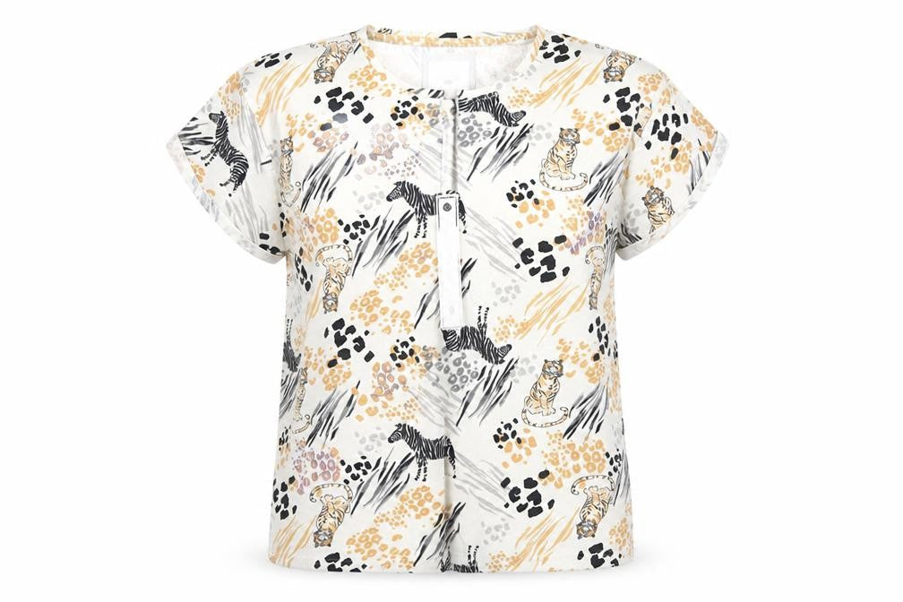 Dream & Lounge Womens Multicoloured Solid  Top Pyjama Top Size M  - Safari Print