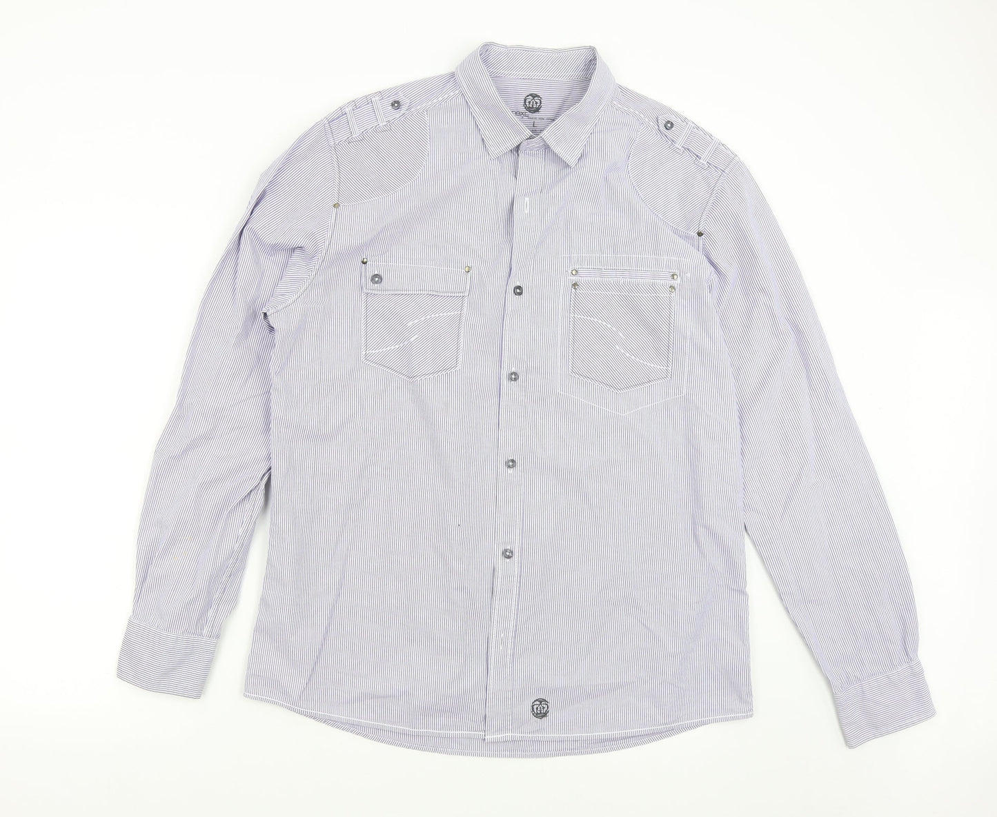 NEXT Mens Blue Striped   Button-Up Size L