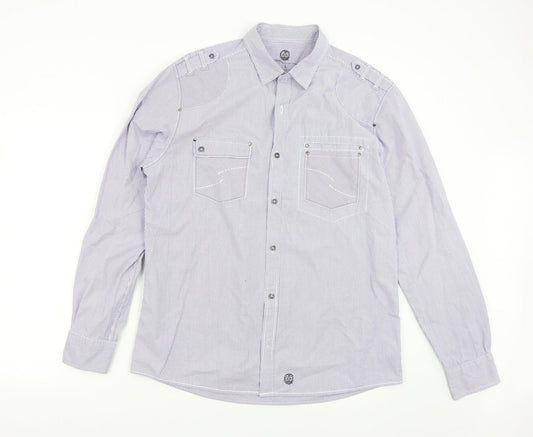 NEXT Mens Blue Striped   Button-Up Size L