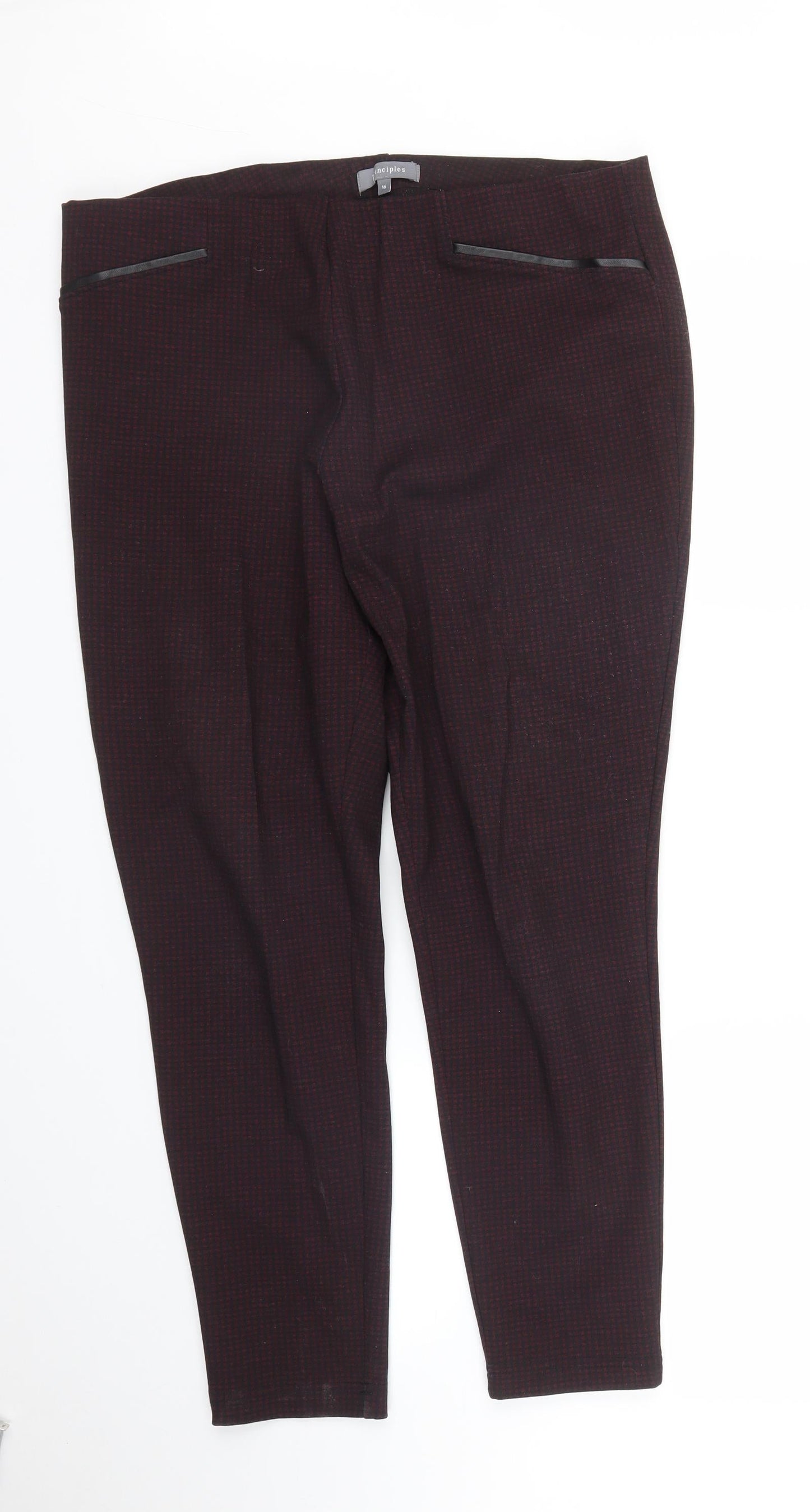 Debenhams Womens Purple Houndstooth  Pedal Pusher Trousers Size 16 L27 in