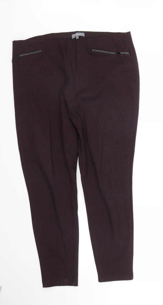 Debenhams Womens Purple Houndstooth  Pedal Pusher Trousers Size 16 L27 in