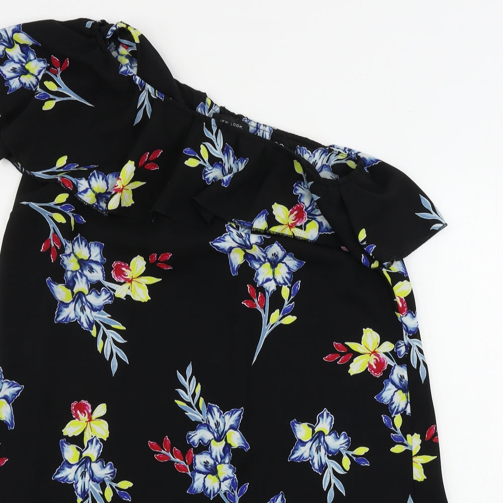 New Look  Womens Black Floral  A-Line  Size 12