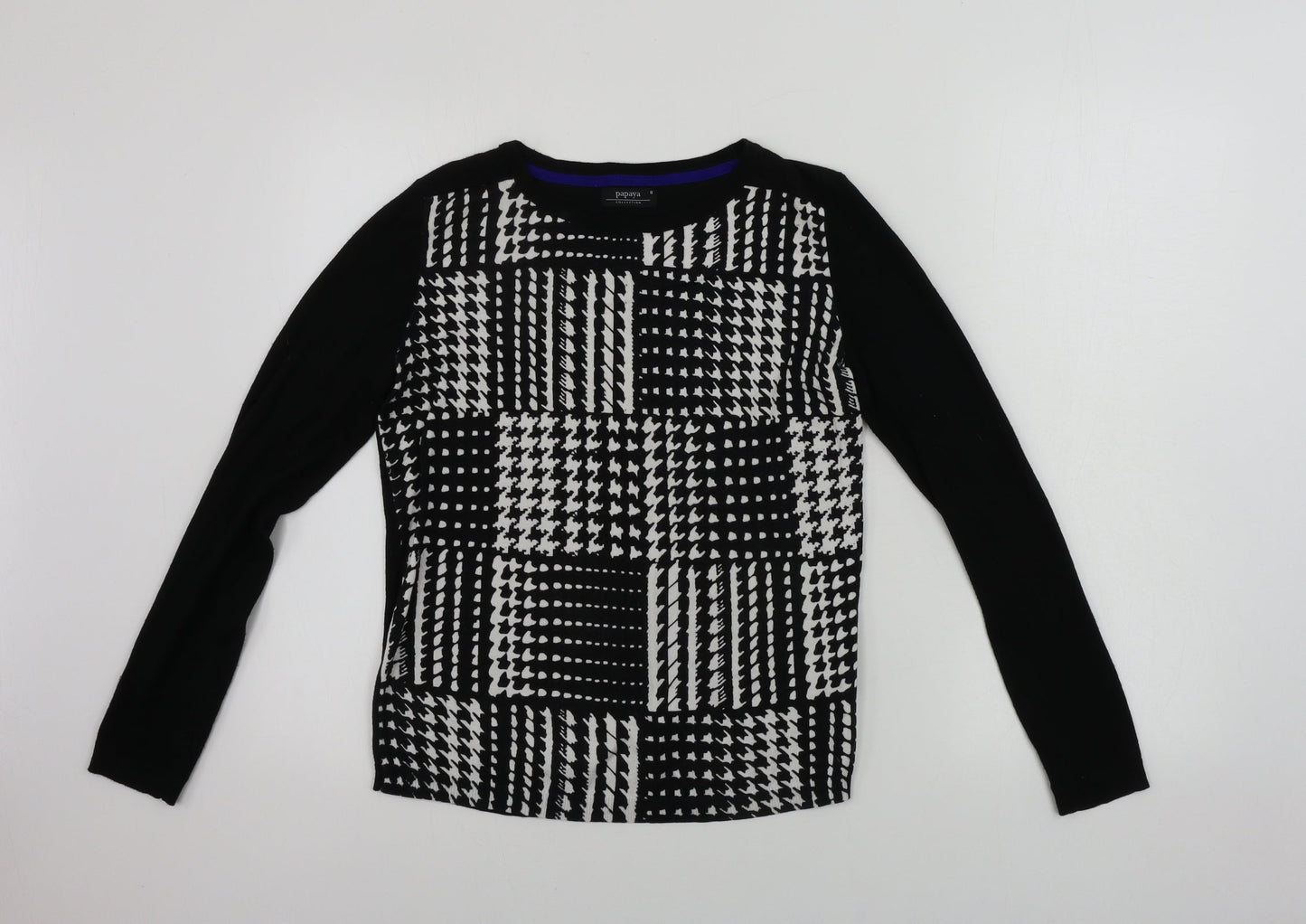 Matalan  Womens Black Geometric  Pullover Jumper Size 8