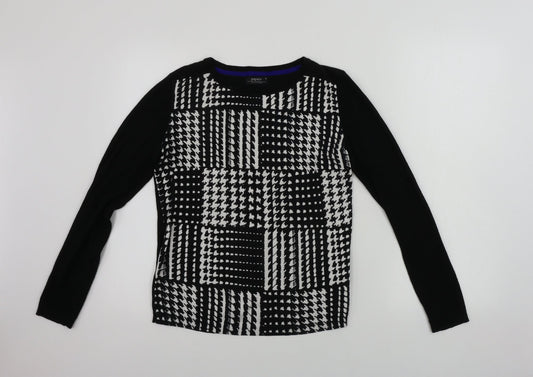 Matalan  Womens Black Geometric  Pullover Jumper Size 8