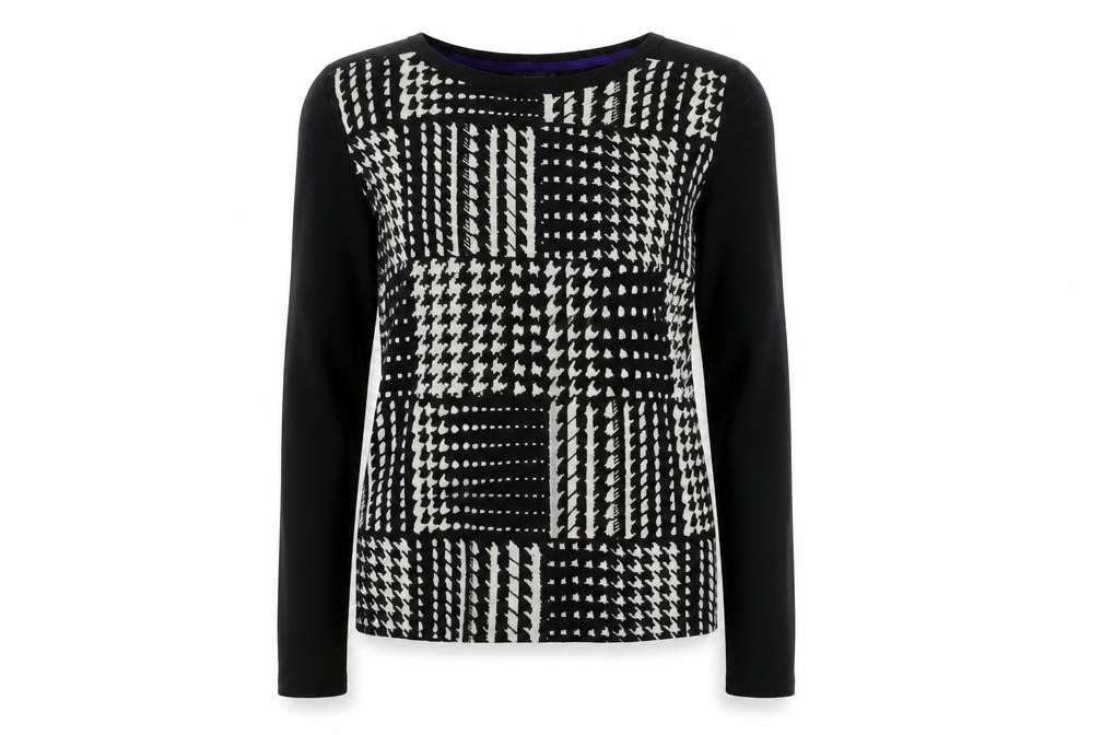 Matalan  Womens Black Geometric  Pullover Jumper Size 8