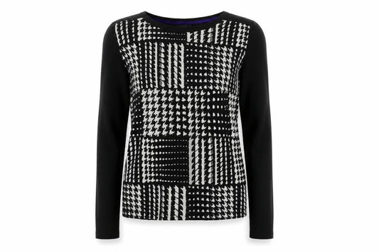 Matalan  Womens Black Geometric  Pullover Jumper Size 8