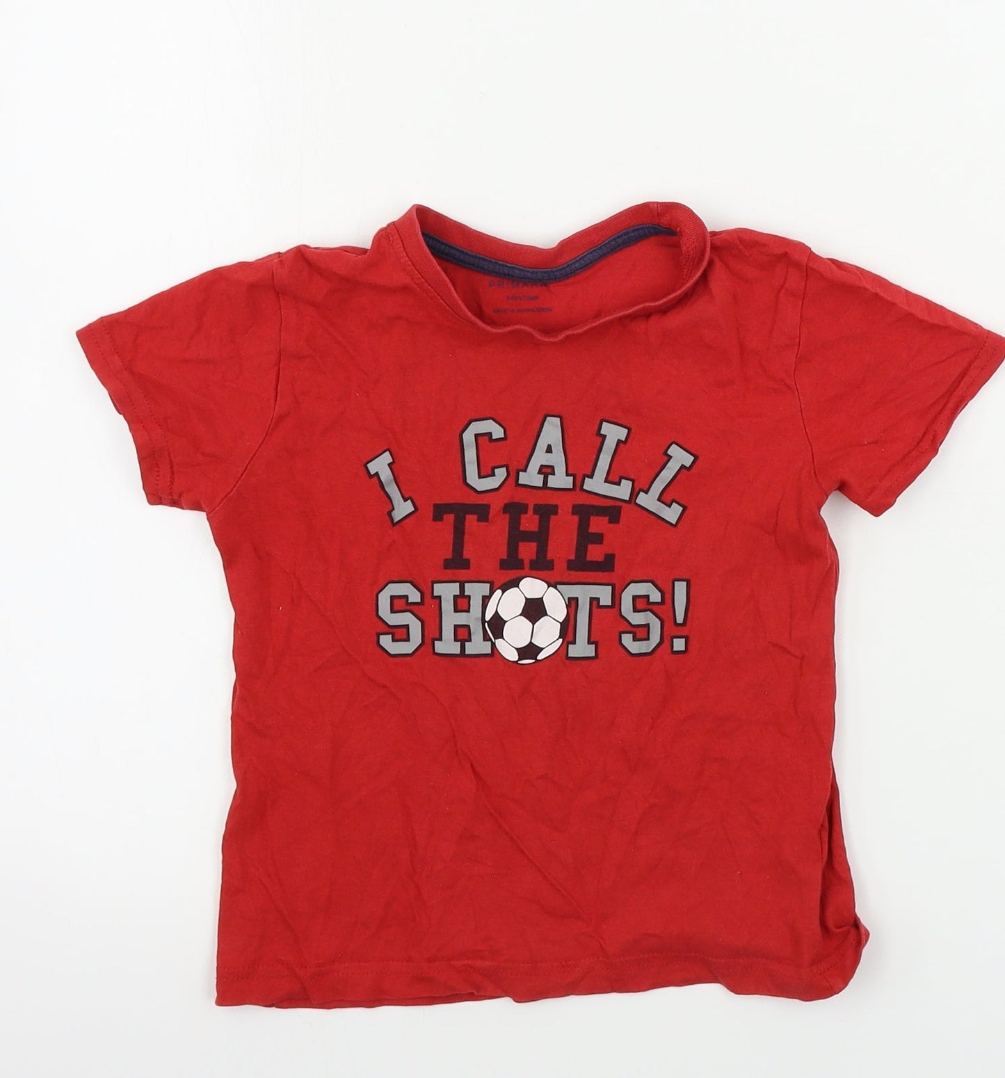 Primark  Boys Red   Basic T-Shirt Size 5-6 Years