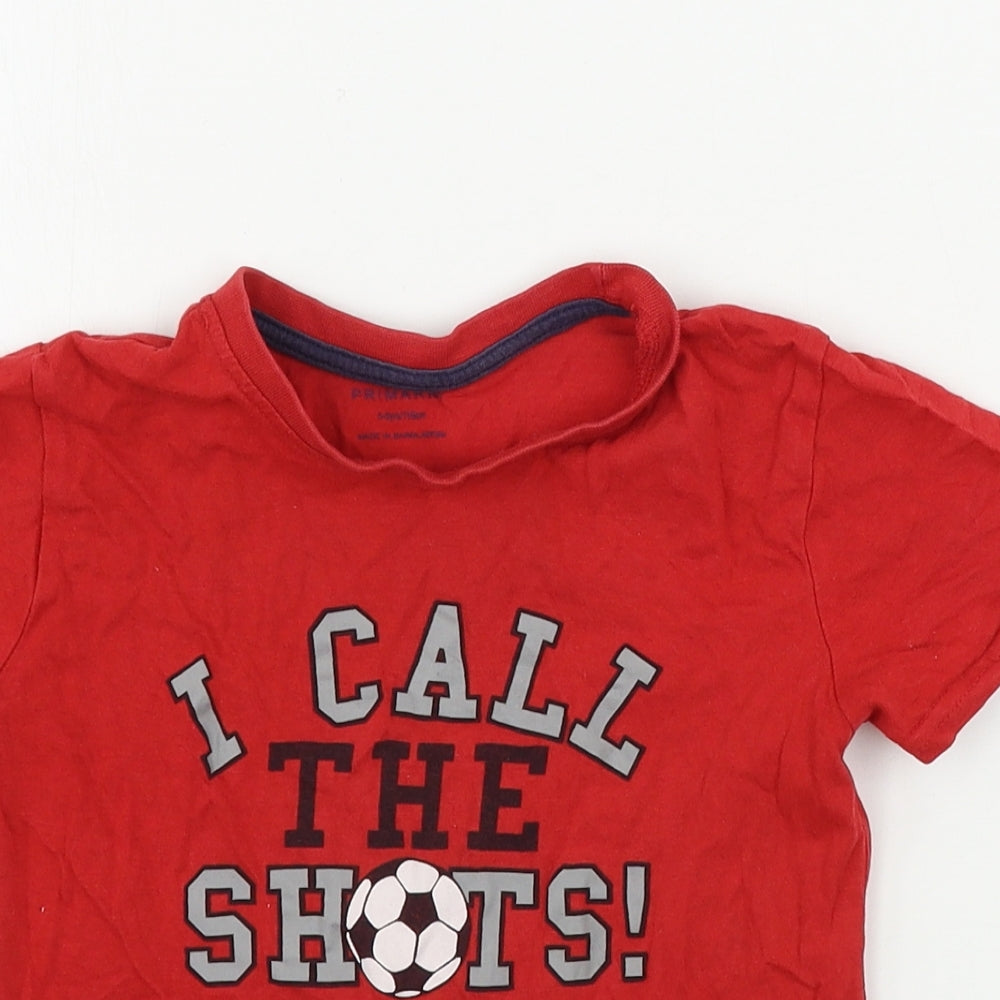 Primark  Boys Red   Basic T-Shirt Size 5-6 Years