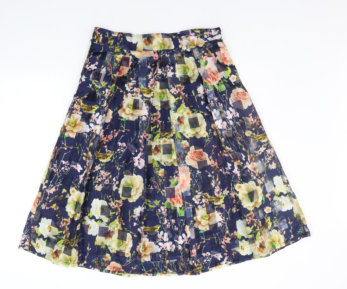 Marc Angelo Womens Blue Floral  A-Line Skirt Size 14