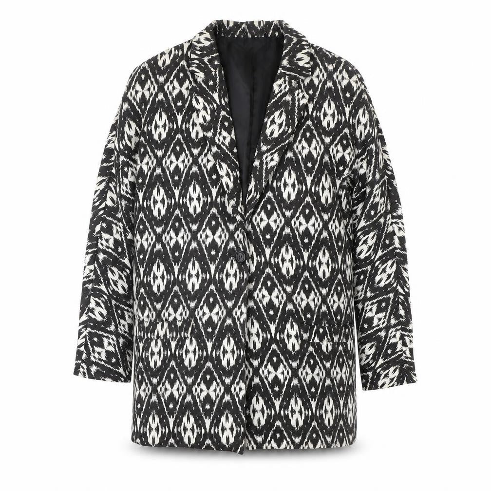 Papaya Womens Black Geometric  Jacket Suit Jacket Size 12