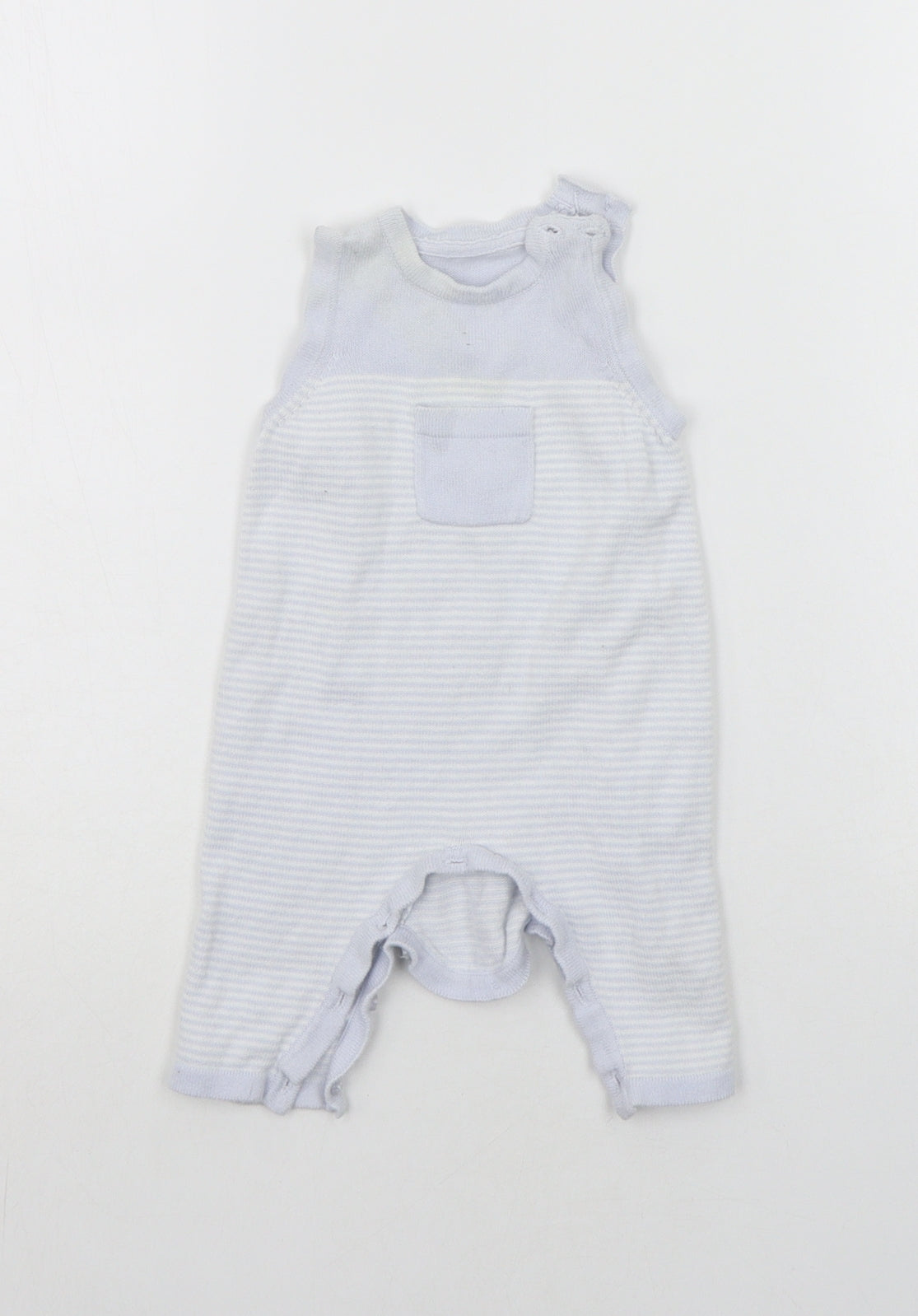 Mothercare Baby Blue Striped  Babygrow One-Piece Size Newborn  - button close