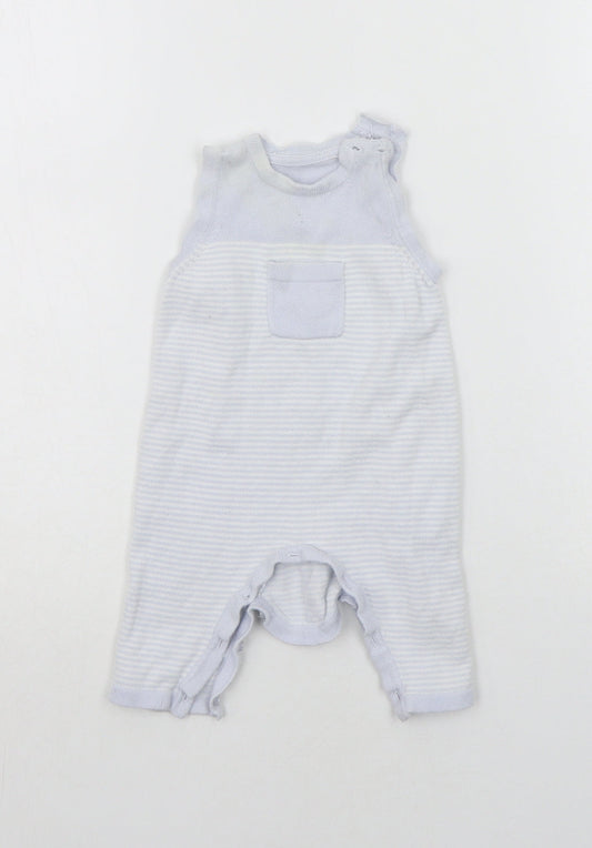 Mothercare Baby Blue Striped  Babygrow One-Piece Size Newborn  - button close