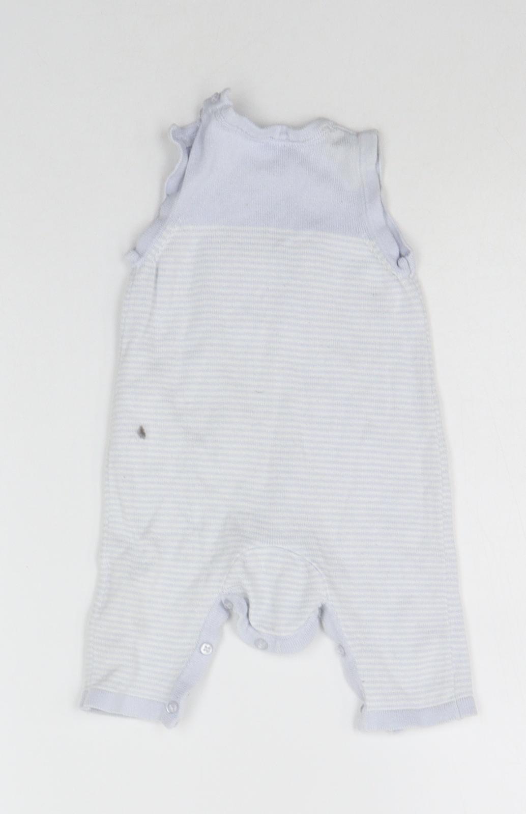 Mothercare Baby Blue Striped  Babygrow One-Piece Size Newborn  - button close