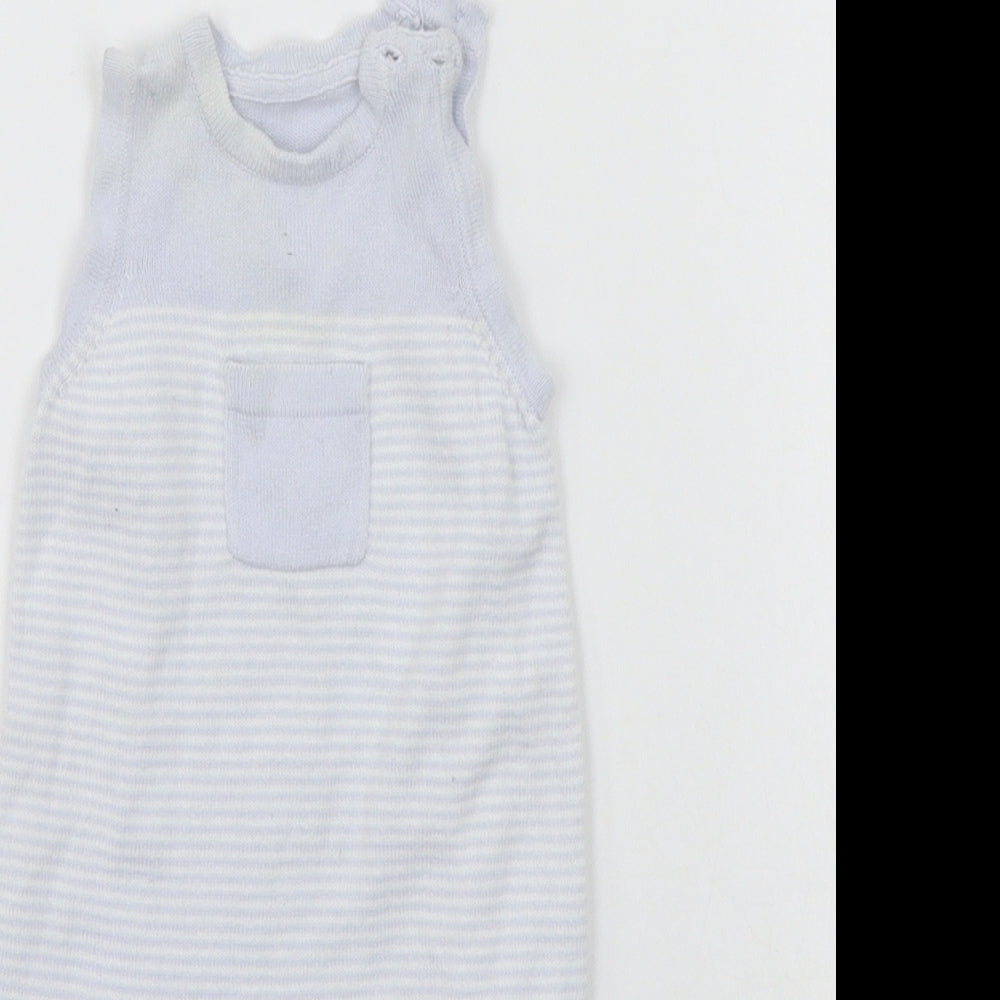 Mothercare Baby Blue Striped  Babygrow One-Piece Size Newborn  - button close