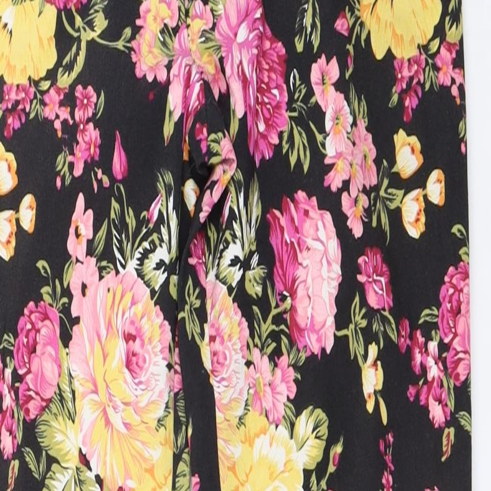 Preworn Womens Black Floral  Capri Trousers Size 40 L29 in
