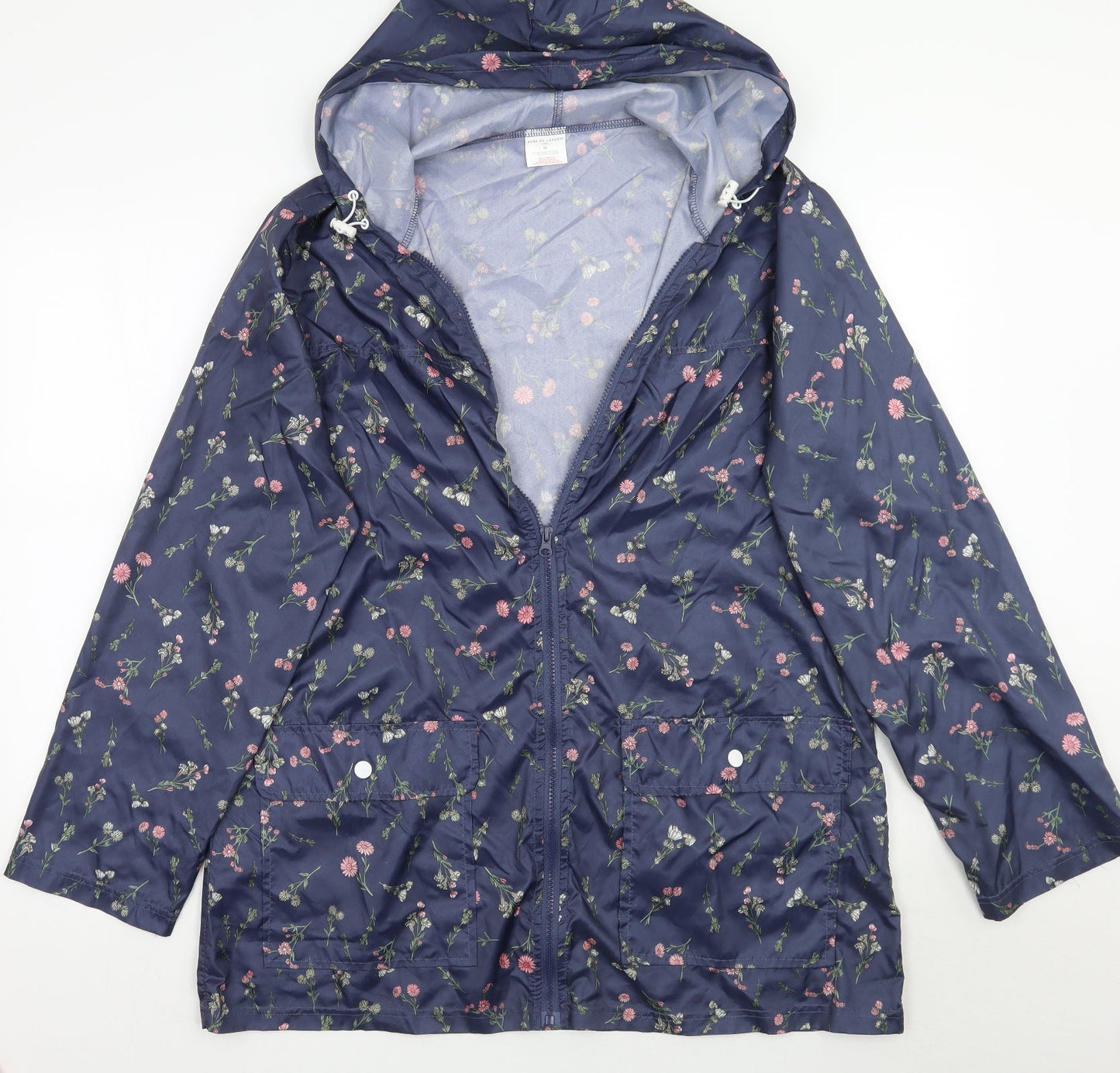 Anne De Lancay Womens Blue Floral  Jacket Coat Size M
