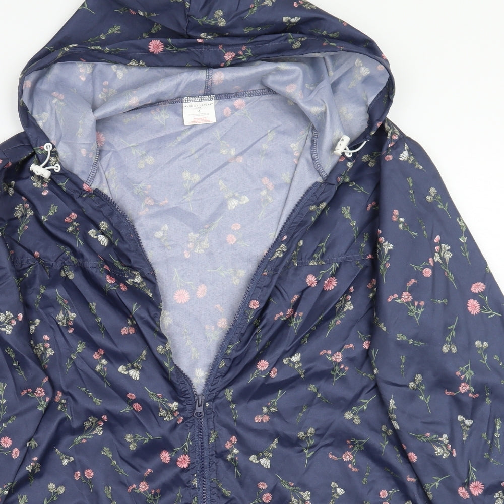Anne De Lancay Womens Blue Floral  Jacket Coat Size M