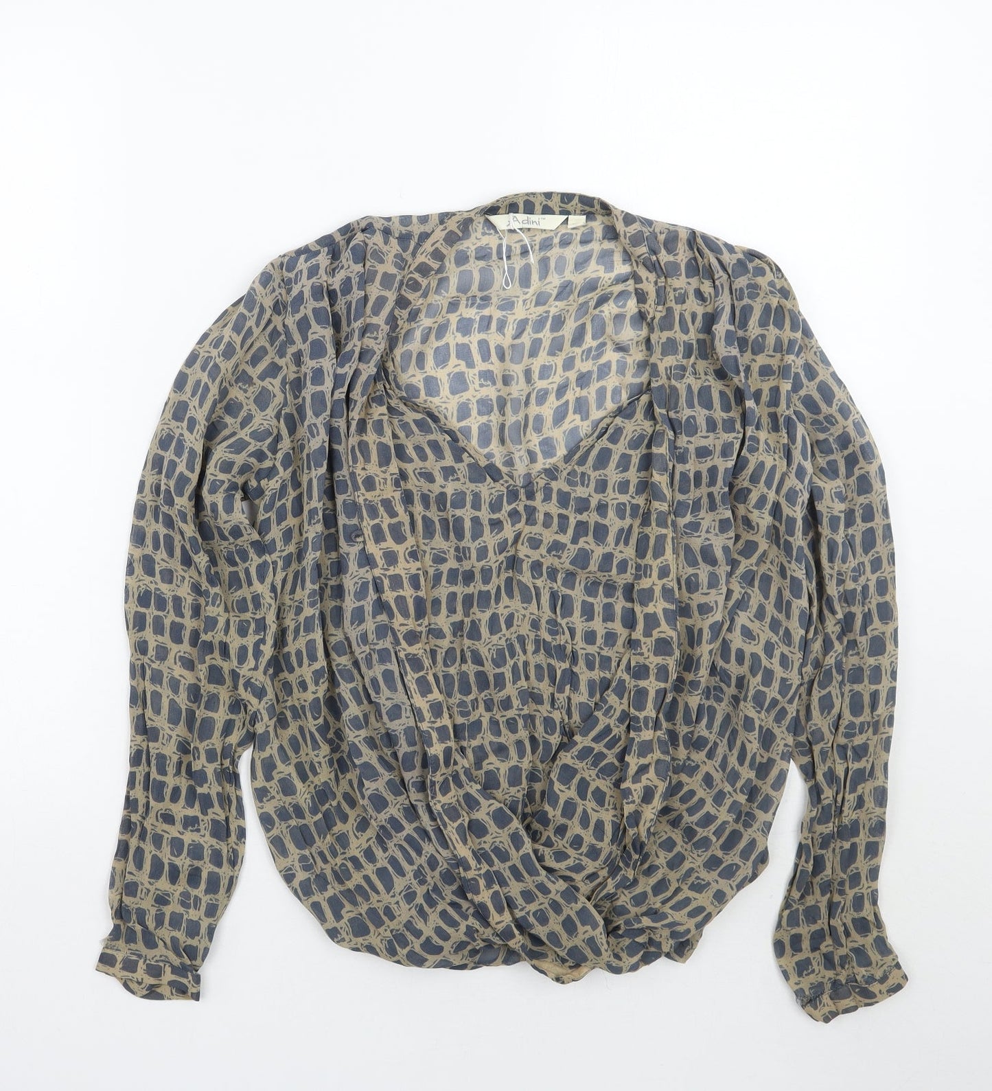 Adini Womens Brown Geometric  Basic Blouse Size XS