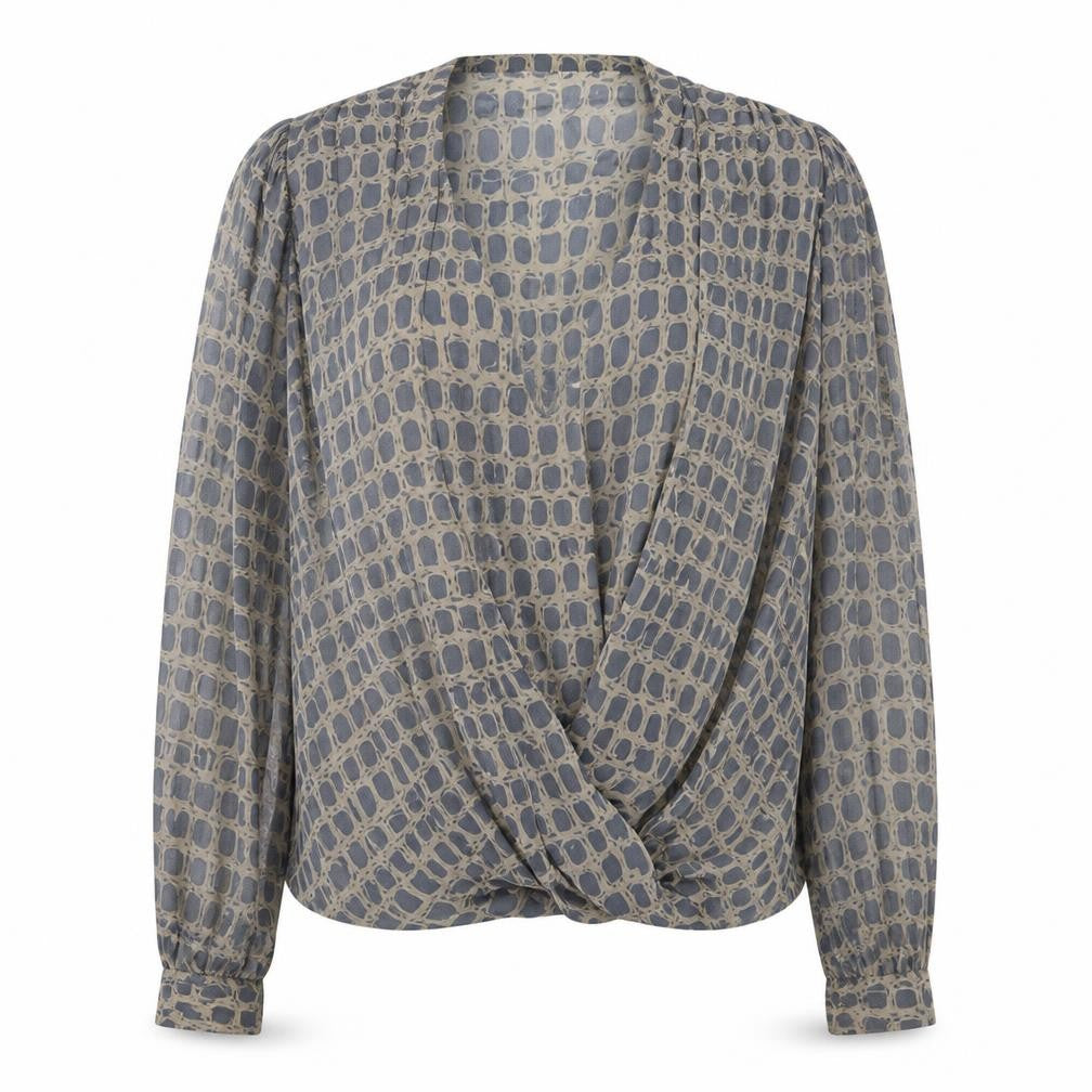 Adini Womens Brown Geometric  Basic Blouse Size XS