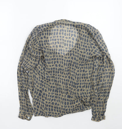 Adini Womens Brown Geometric  Basic Blouse Size XS