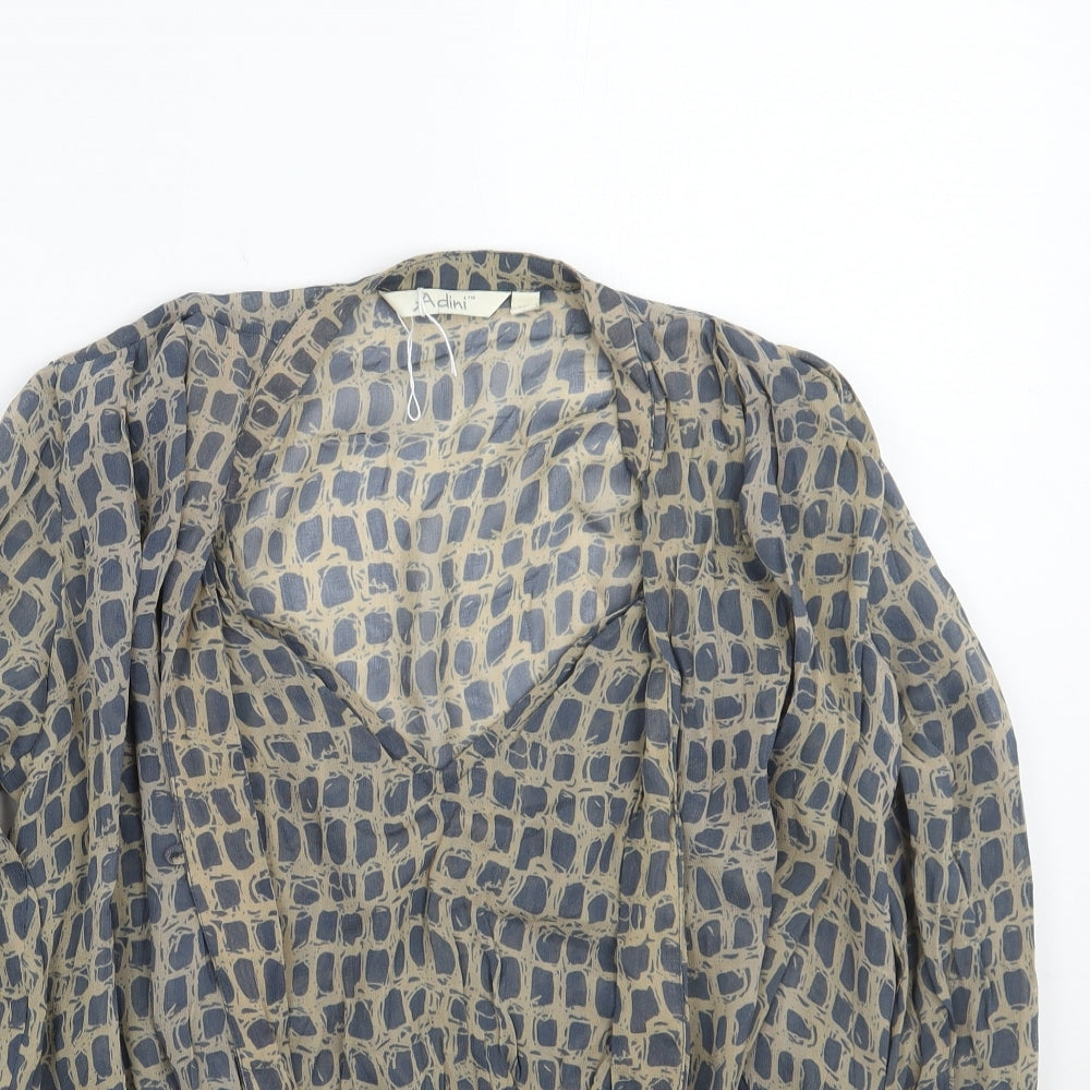 Adini Womens Brown Geometric  Basic Blouse Size XS