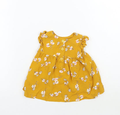 Preloved Primark Girls Yellow Floral  Basic Blouse - Front