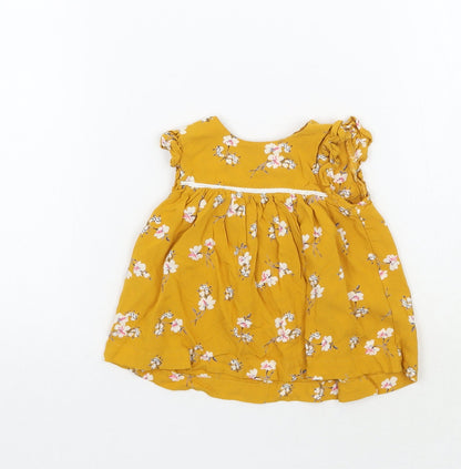 Preloved Primark Girls Yellow Floral  Basic Blouse - Back