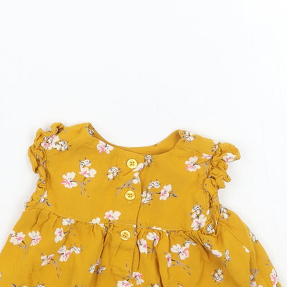 Preloved Primark Girls Yellow Floral  Basic Blouse - Detail