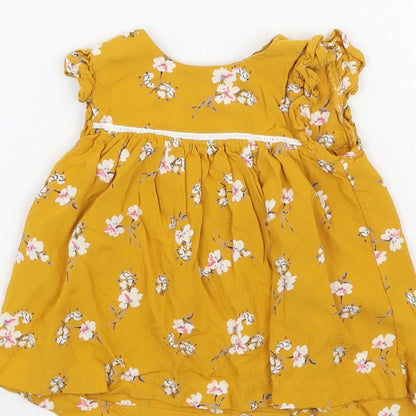 Preloved Primark Girls Yellow Floral  Basic Blouse - Label