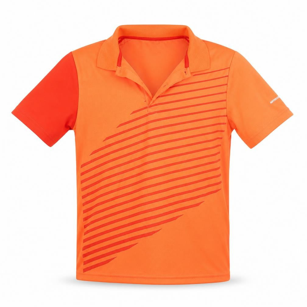 DECATHLON Boys Orange Striped  Basic Polo Size 12 Years