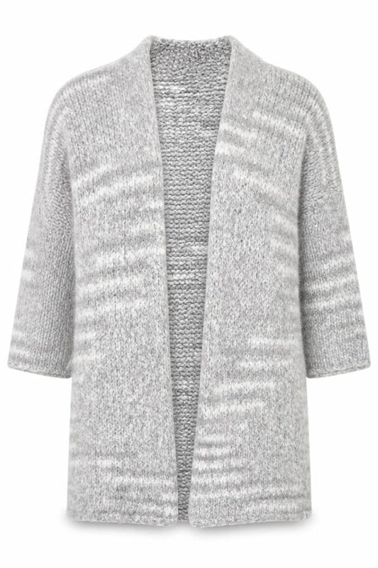 Papaya Womens Grey Striped  Cardigan Jumper Size M  - Longline Cardigan