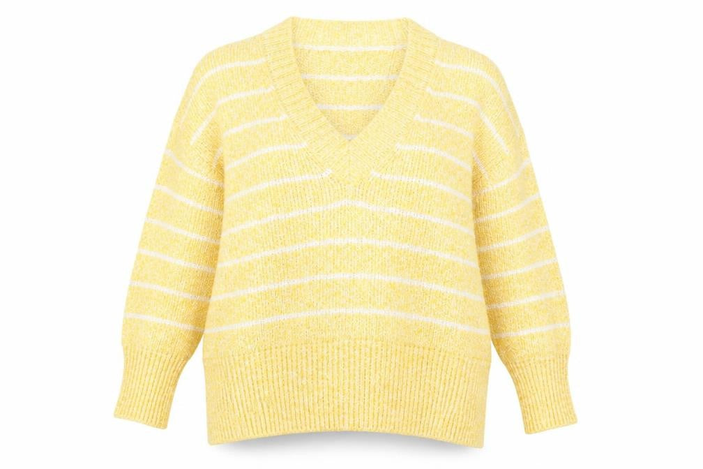 Marks & Spencer Womens Yellow Striped  Pullover Jumper Size L