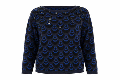 Next Womens Blue Geometric  Pullover Jumper Size 12  - gems